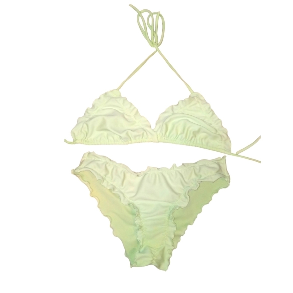 Maya swim top and bottom light green ruffle cheeky